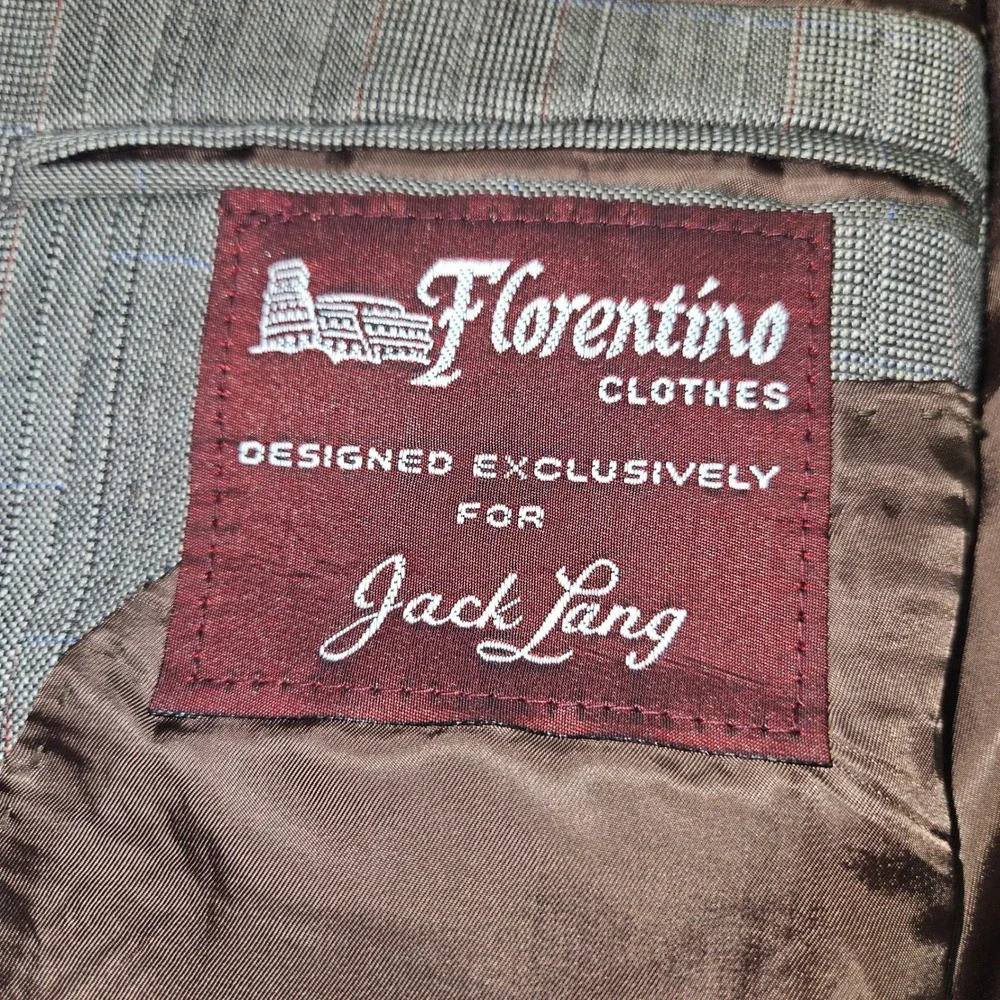 VTG Florentino Clothes Glen Check 2PC Wool Suit Blazer Trousers Gray Sz 38x33